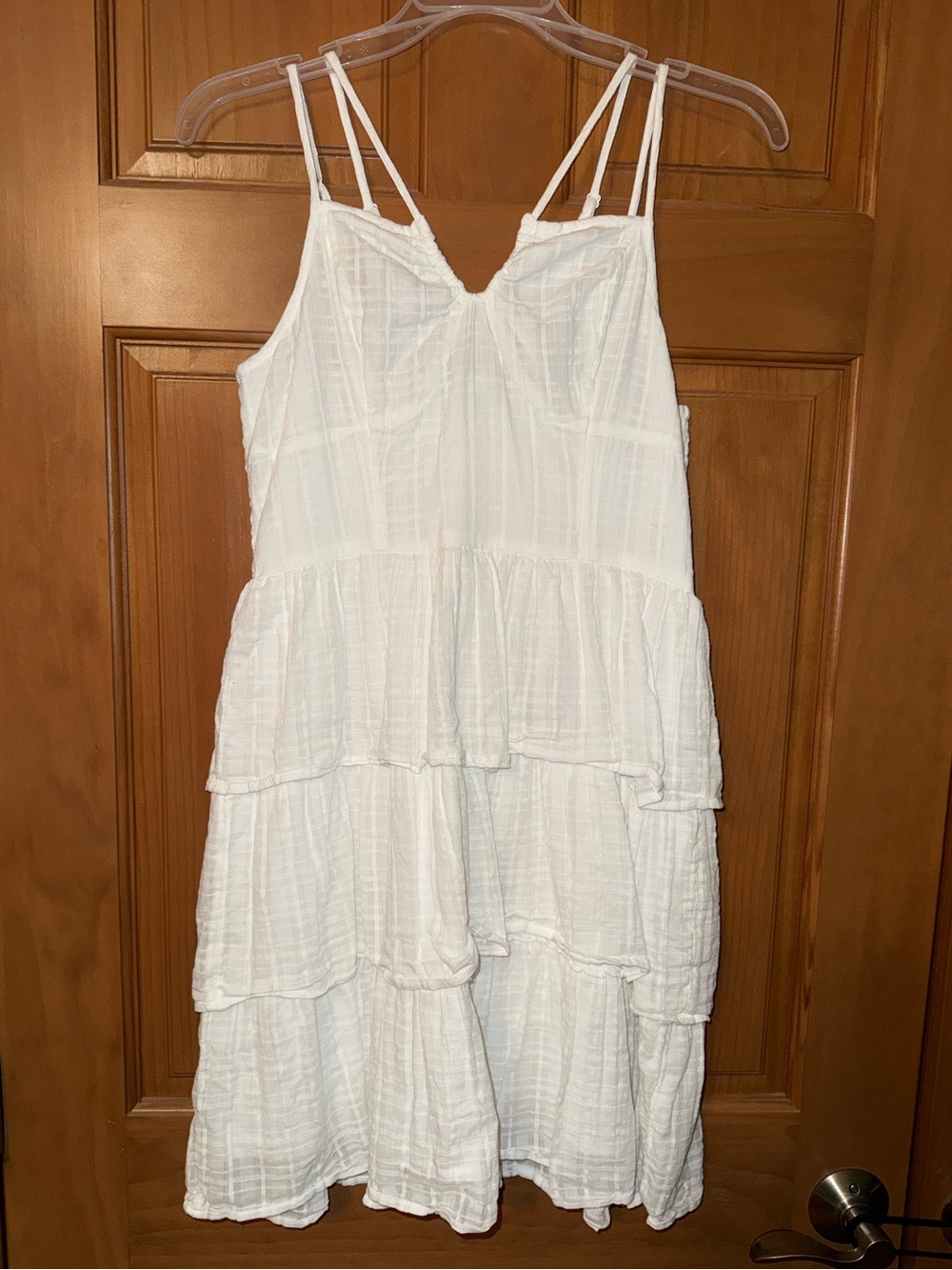 White Tiered Spaghetti-Strap Sundress
